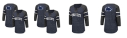 Colosseum Women's Navy and Heathered Charcoal Penn State Nittany Lions Scienta Pasadena Raglan 3/4 Sleeve Lace-Up T-shirt